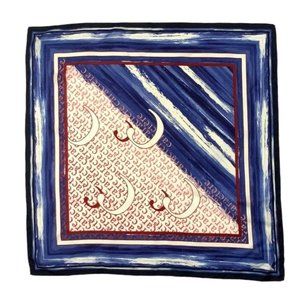 CARACTER Blue Art Print With Logo Silk Scarf SQR 34".1/2 EX COND